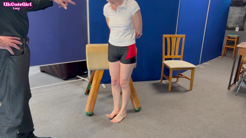 UKCuteGirl: Spanked Over My Gym Shorts &amp; Bare Bottom by Teacher
