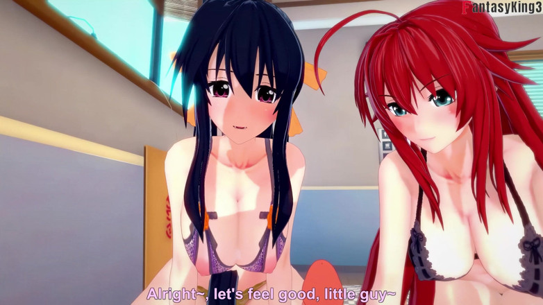 Fantasy king: Akeno ve Rias bana sürpriz yapıyor çifte sakso - dxd ntr madness...