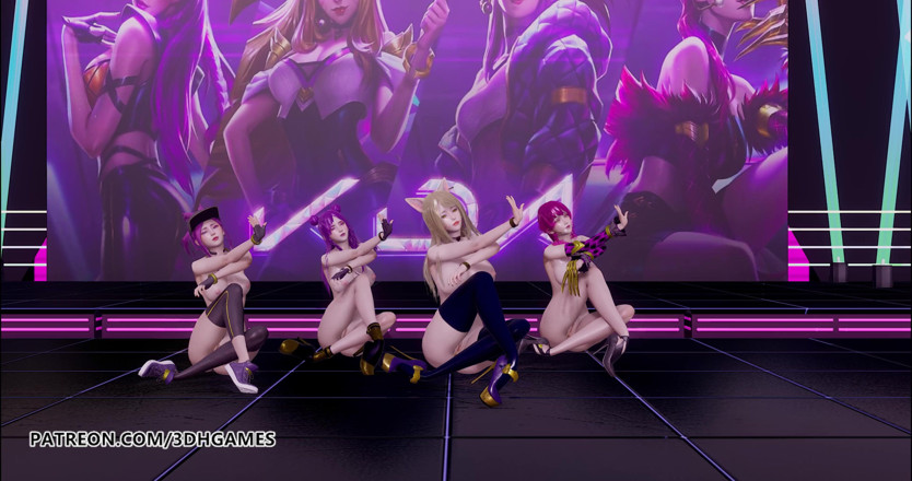 3D-Hentai Games: Hari Perempuan - Tarian Bogel Ahri, Akali, Evelynn, Kaisa 3D tarian bogel...