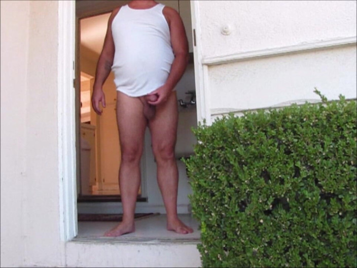 The porky pervert: Masturbazione e sborrata laterale porta