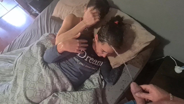 domslutfucker: Surprising two girls by pissing on them in bed and...
