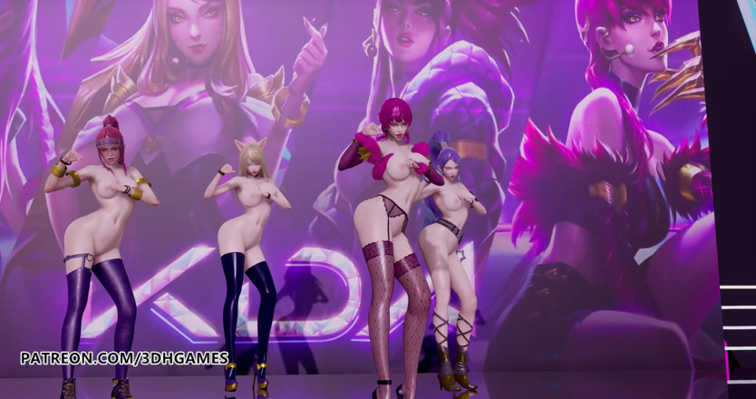 3D-Hentai Games: Black Pink - Hur du gillar den nakna dansen, Ahri, Akali,...