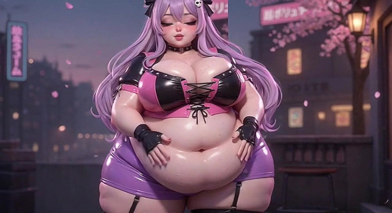 Animate golden: BBW Anime-schätzchen schüttelt riesigen arsch in lila tanga