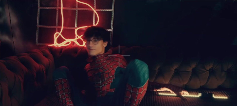 HotDogs studio: Costume Di Spider-man. Il Ragazzo Posa Sotto. Stronzo