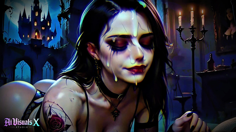 AI Visuals X: Strega gotica calda - anale e sborra disordinata nel castello infestato (4k...