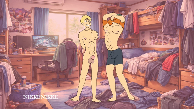 Nikkenikke animation: Yaoi dal duo di masturbazioni a una pulizia intensa dei...