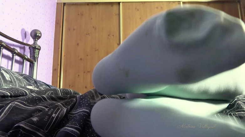 Mxtress Valleycat: Collants bleu pâle, pieds
