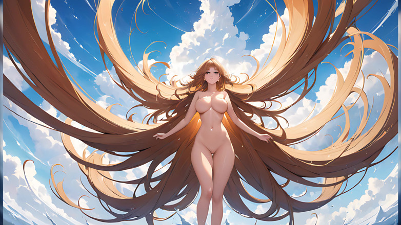 LustRender: Musa desnuda entre pinceles gigantes pintando el cielo - presentación de...