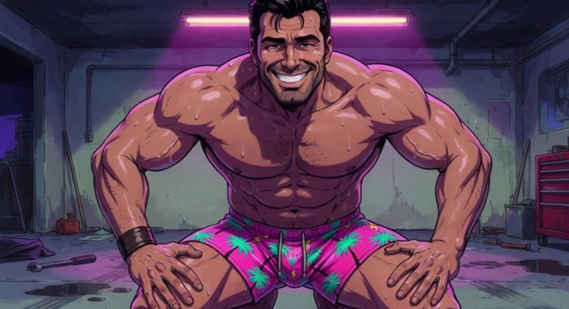 Erotic Man: Ai Muscular Men Mechanic Garage