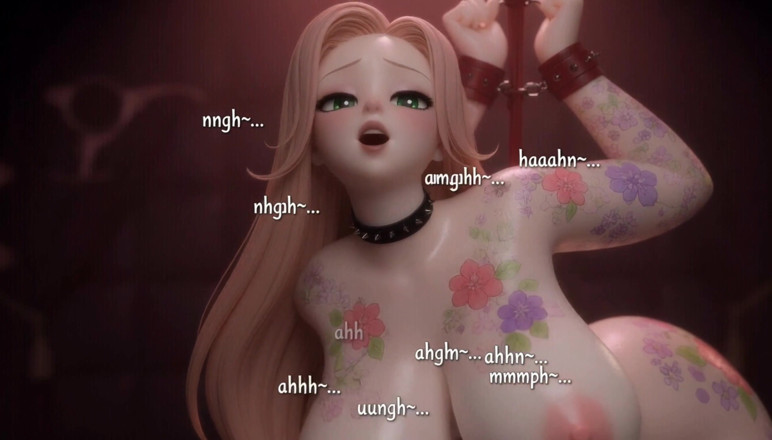 Stories&Anime: Výcvik svazování submisivního otroka BDSM - růžová blondýnka