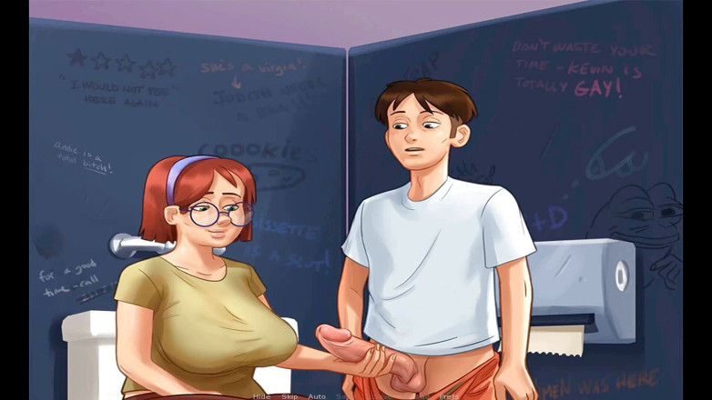 Hentai World: Summertime saga - BBW judith wichst schwanz in der college-toilette