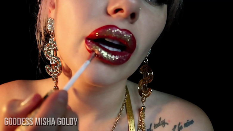 Goddess Misha Goldy: Lippenverslaving training! Word helemaal hersenspoeld! Goon &amp; aftrekbeurt 2