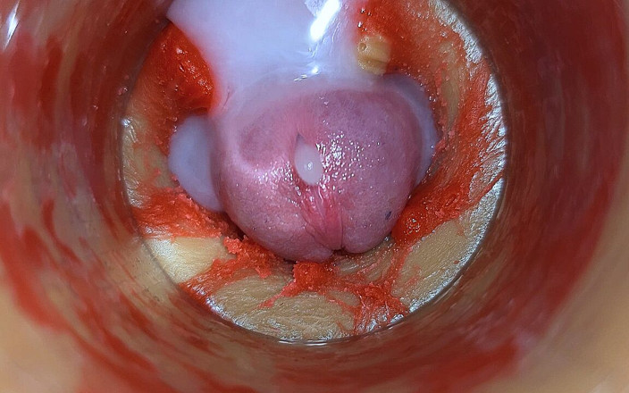 Creme sperm: Une Caméra Dans Une Chatte Profonde Capture Une Éjaculation Énorme De Sperme...
