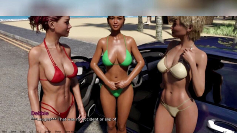3DXXXTEEN2 Cartoon: Trois filles sexy dans une voiture. Dessin animé porno en 3D,...