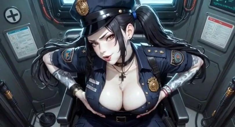 Hot girl dancing: Anime, une policière mignonne montre ses seins, animation