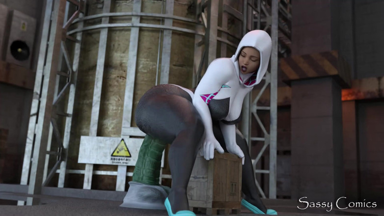 Sassy comics: Gwen Stacy de Spiderman chevauche un énorme gode en gobelin vert