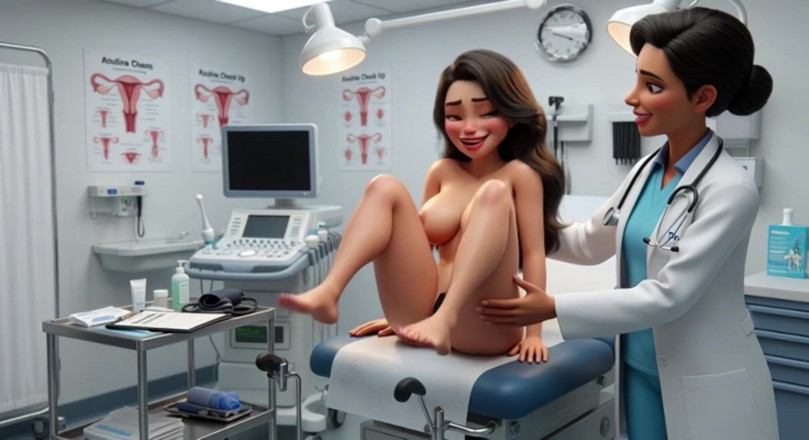 My night collection: Une belle patiente brune pulpeuse subit un examen gynécologique professionnel...