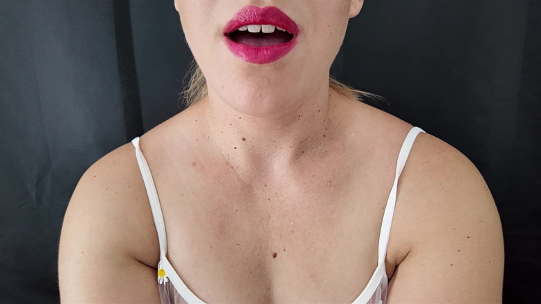 Stacey Reid: Blowjob bibir merah – joi pancutan undur daripada 60