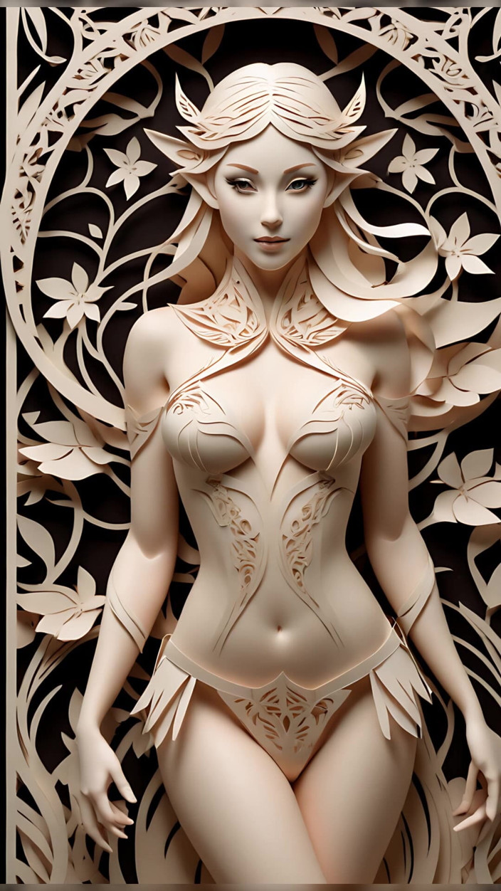 LustRender: Lustrender Papercraft Naga Elf Girl Pokaz slajdów - Seksowne Kirigami Elf...