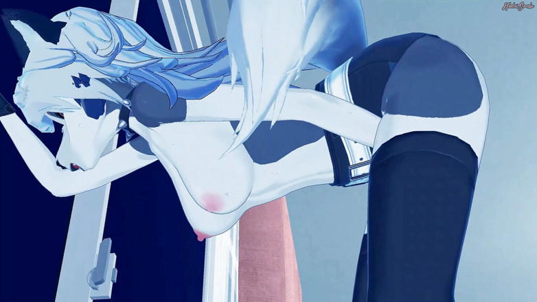 Hentai Smash: Loona masturbeert in de woonkamer - Helluva baas Hentai.