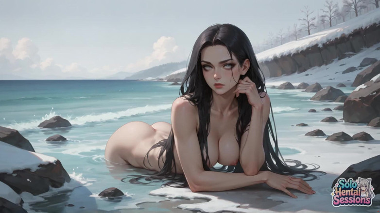 Solo Hentai Sessions: Snowy Beach solo cita de café: solitaria de invierno y...