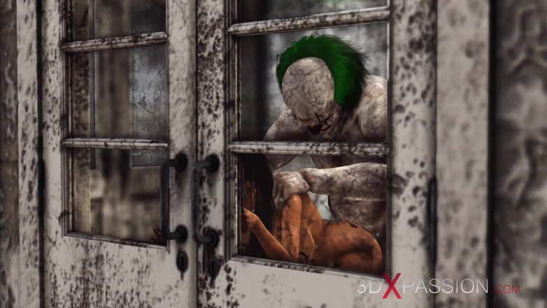 3dxpassion: Super žhavá sexy studentka je tvrdě ošukána zlým klaunem v opuštěné...