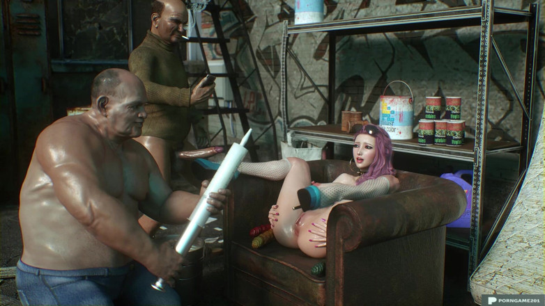 Porngame201: Trío de nenas calientes con 2 viejos pervertidos en el gueto # 2 - 3d...