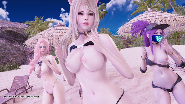 3D-Hentai Games: [MMD] Хоробрі дівчата - chi mat ba ram ahri kaisa seraphine kda сексуальний гарячий стриптиз Ліга легенд хентай