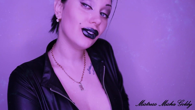Goddess Misha Goldy: Глянцеві чорні губи отримують повний контроль над тобою! Заворожуюча інструкція з дрочки