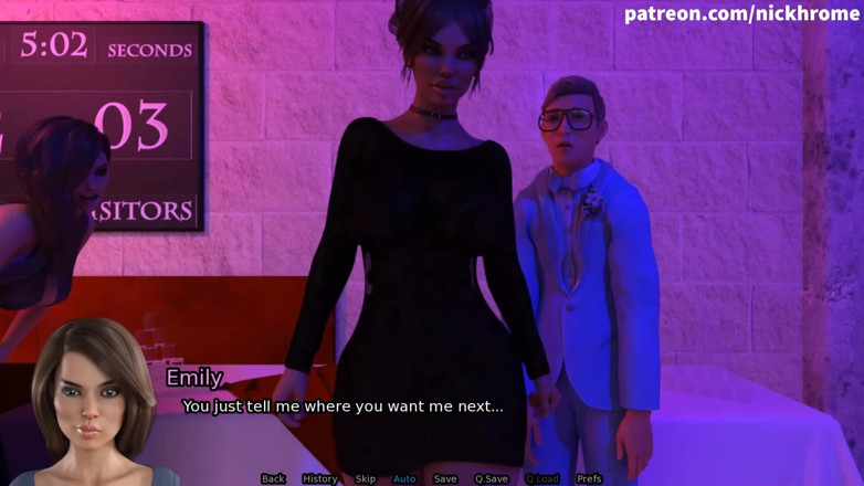 Visual Novels: SexBot 63 - corrida en la espalda del profesor en la fiesta
