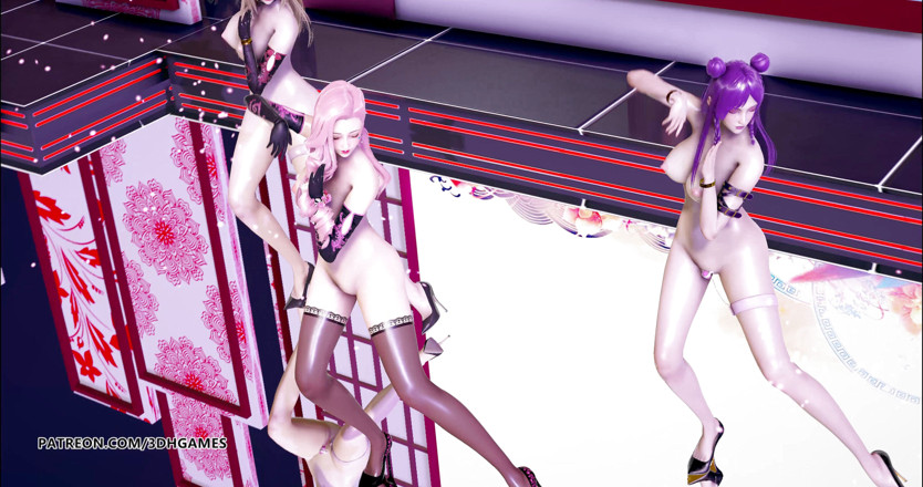 3D-Hentai Games: Tougen renka - tarian bugil ahri kaisa seraphine dengan tarian erotis...