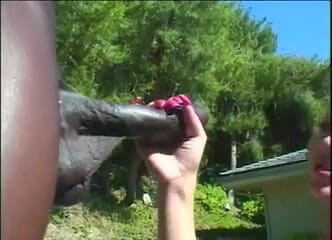 Outdoor pervs: Une femme sexy prend une grosse bite noire dans le...