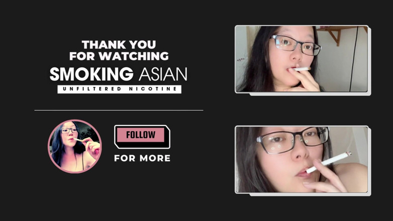 Smoking Asian: Fumar asiática fumando, extraer filtro de cigarrillo sucio + hiriente pezón...