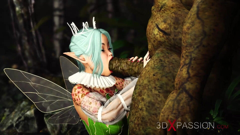 3dxpassion: 숲에서 아름다운 핫한 요정과 두 명의 오크와 쓰리섬