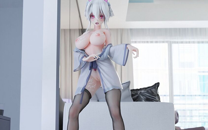 MikuMotion: [mmd] Haku Taku Odori Кімоно Чорний шовк Високі підбори Суккуб Візерунок