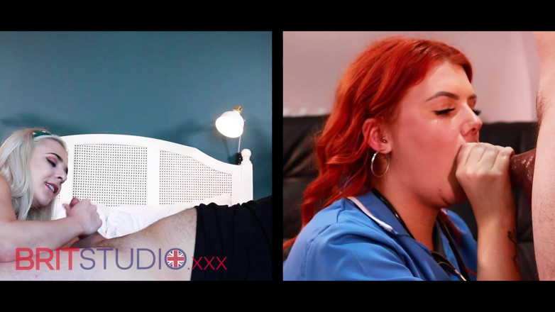 Brit Studio: Jasmin gegen Ellie shou - wer das blowjob-rennen gewinnen wird
