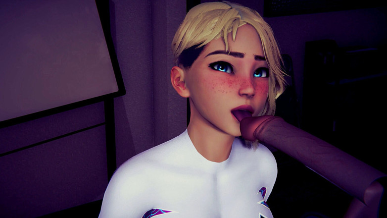 Waifu club 3D: Gwen leckt den kopf eines schwanzes, bis du kommst