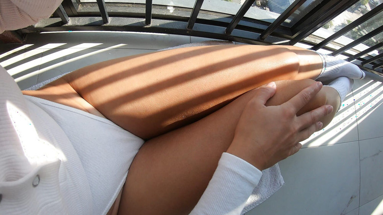 WowMarie: Risky Balcony Masturbation - Wearing Bodysuit - Young Girl Fingering Wet Pussy...