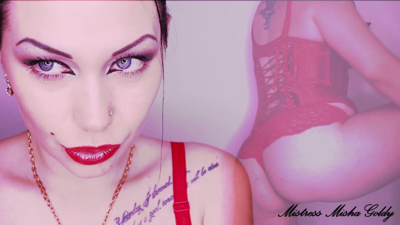 Goddess Misha Goldy: 私の魅惑的な唇と私のセクシーな体の上に赤く光沢のあるファンタジー