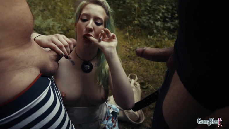 Cumbizz: Naughty college girl walks in the notorious woods full of...