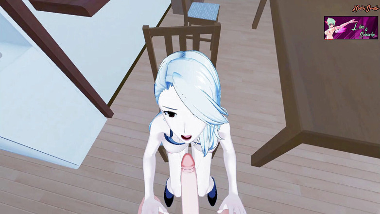 Hentai Smash: Sae Niijima hluboko v krku tvého ptáka a polyká nálož...