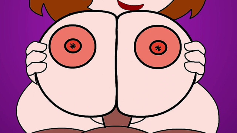 Animate golden: Peituda Hentai brinca com seus peitos e a chupa
