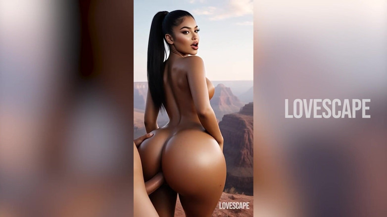Lovescape: Шлюшка-латина на горном лугу - грубая раком и текущее окончание