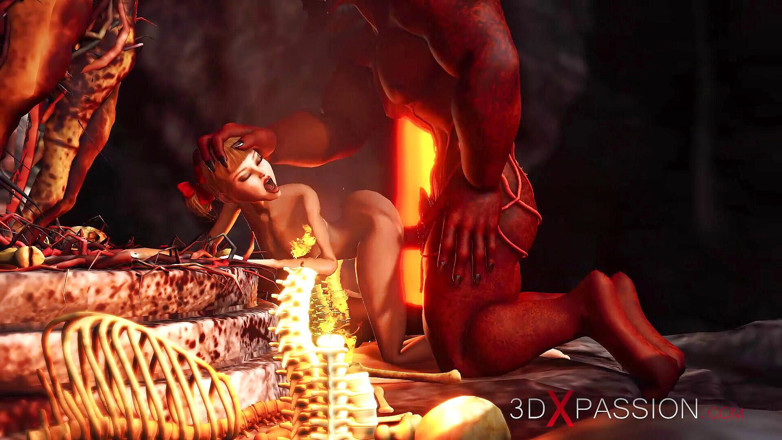 3dxpassion: Inferno. Seks panas di neraka. Devil mengongkek hamba seksi muda...