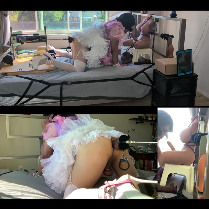 Sissy Candy: Pink Satin Sissy Maid Gets Fucked by Her Fucking Machine...
