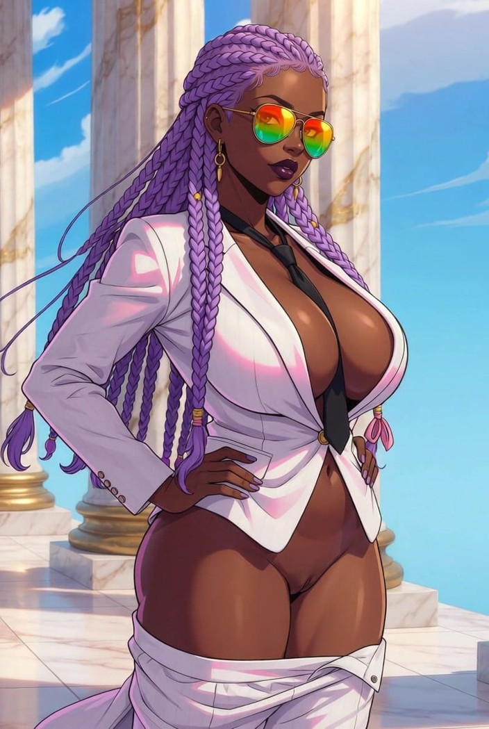 L6RD7BLU3 AI: Big Breast Executive ebenholtsbrud med en tight skallig svart röv...