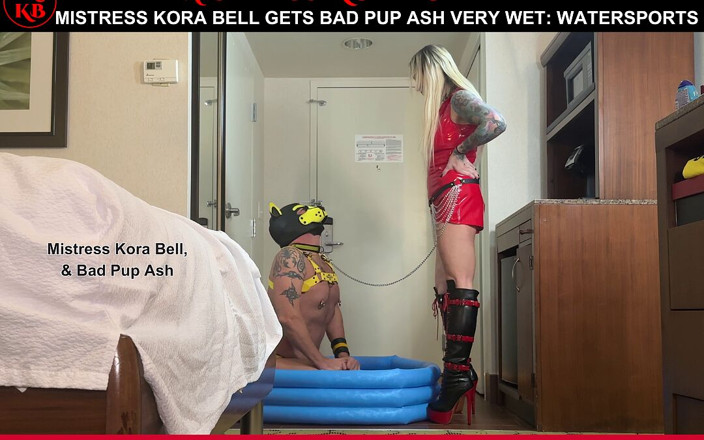 Kora Bell: Älskarinna Kora Bell Blir Dålig Pup Ash Mycket Våt: Vattensporter