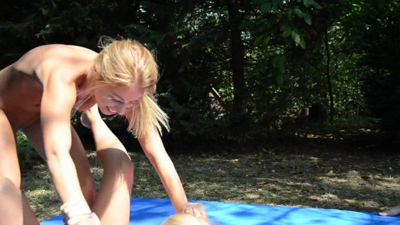 European Erotic Mixed Wrestling Club: Two hot lesbian babes having wrestling while the boy is...
