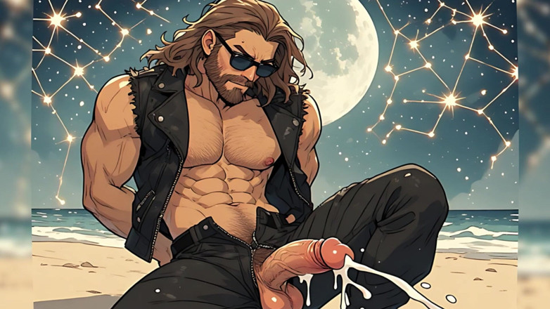 Erotic Man: Handsome Hunks Night Beach (ai)