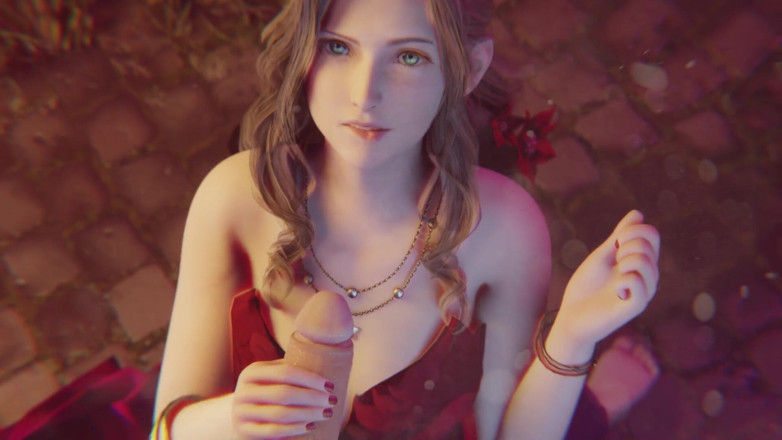 Velvixian 3D: Aerith facial en vestido rojo